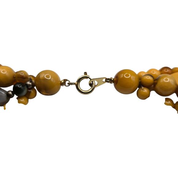 Vintage Multi Strand Beaded Necklace Moonglow Lucite 18" Retro Yellow Orange - Picture 8 of 8